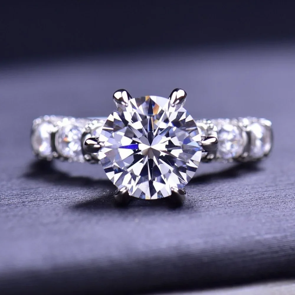 Certified 3ct. t.w. Moissanite Diamond Luxury Wedding Engagement Ring NEW - Picture 4 of 16